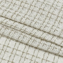White Tweed Fabric by The Yard Plaid Woven Fabric 59 Inch Wide Checkered Sewing Fabrics Metallic Tweed Fabrics