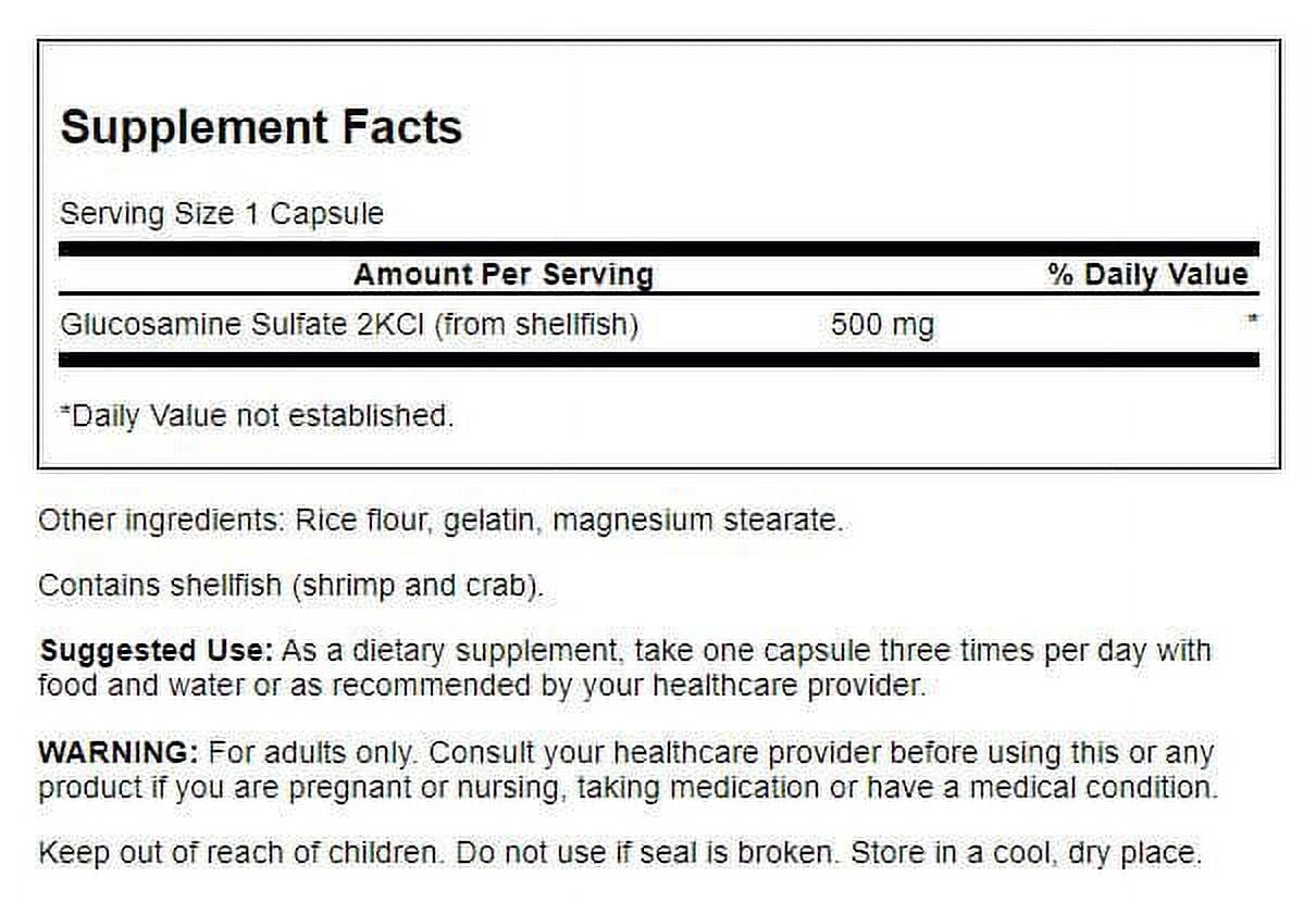 Swanson Glucosamine Sulfate 2Kcl 500 mg 400 Capsules