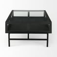 thumbnail image 3 of Arelius Rectangular Glass-Top Brown Wood Black Metal Base Coffee Table, 3 of 6