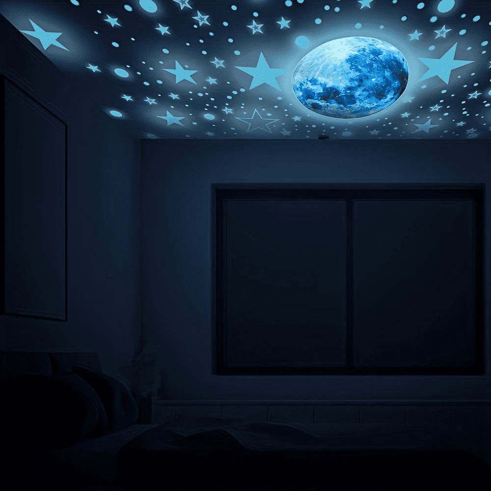 Neasyth Glow in The Dark Stars Stickers for Ceiling, 1108 Pcs Moon and Stars Wall Decals (Sky Blue)