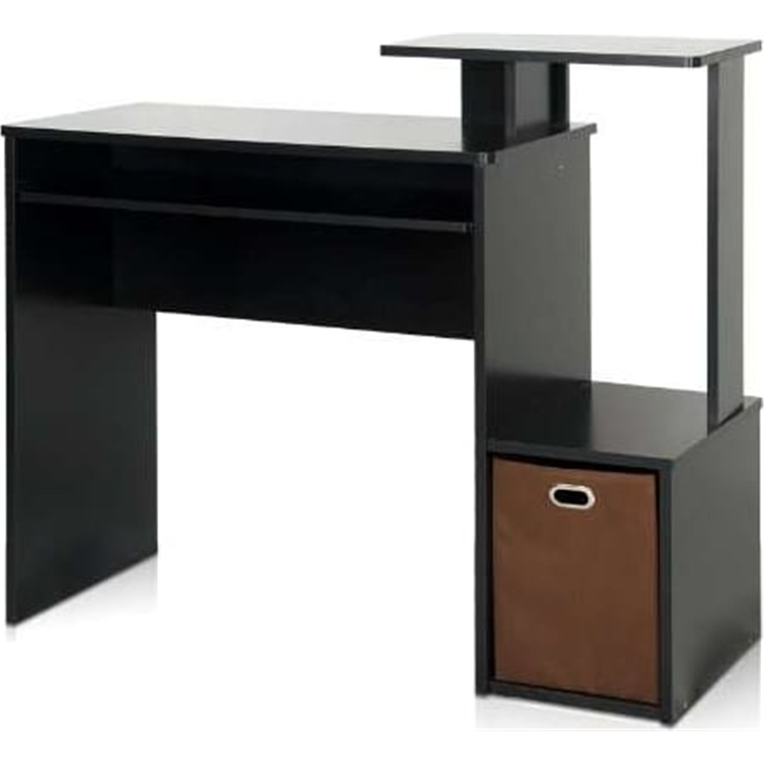 Furinno Econ Compact Home Office Desk with Keyboard Tray and CPU Storage, Black/Brown
