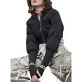 thumbnail image 3 of Seyurigaoka Women Winter Cropped Puffer Jackets Baggy Full Zip Stand Collar Jacket Casual Padded Bubble Short Coats Outwear, 3 of 9