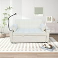 thumbnail image 3 of Modern Velvet Loveseat Futon Sofa, 3-in-1 Convertible Sleeper with Adjustable Backrest, Pull-Out Bed, USB Ports and Storage Pockets for Small Living Room, Beige, 3 of 6