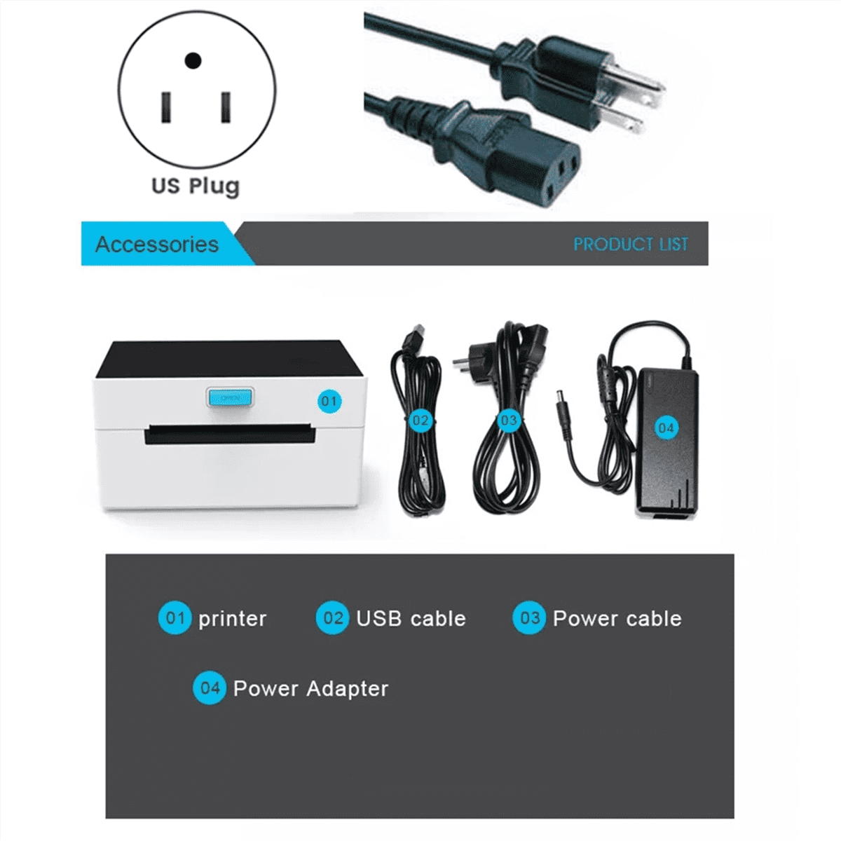 Thermal Label Printer for Shipping Label Maker Express Barcode Sticker USB Thermal Desktop Printer US PLUG