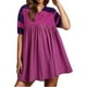 thumbnail image 1 of WILLBEST Vestido De Verano Para Mujer, Vestido De Verano Para Mujer, Vestido Informal De Gran Tamaño De Manga Corta Con Bloques De Color Y Cuello En V, Vestido Mini Camisero Fluido, 1 of 3