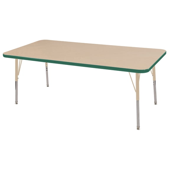 ECR4Kids 30in x 60in Rectangle Everyday T-Mold Adjustable Activity Table Maple/Green/Sand - Standard Swivel