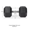 thumbnail image 6 of Titan Fitness 90 LB Pair Free Weights, Black Rubber Coated Hex Dumbbell, Straight Stainless Steel Handle, Strength Training, Full Body Workout, 6 of 7