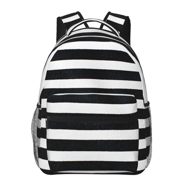 Fotbe Black And White Stripes Mochila Casual con Estampado para Escuela, Viajes y Actividades al Aire Libre - Duradera, Ligera y Cómoda