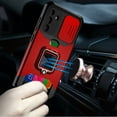 thumbnail image 3 of For Motorola Moto G Stylus 5G 2024 Multi-Functional Camera Ring with Card Hybrid Kickstand Cover Cell Phone Case + Tempered Glass - MF Camera Red, 3 of 5