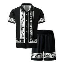 JLFKNG Fashion Men's 2Pcs Outfits Summer Short Sleeve T Shirts And Shorts Breathable Casual Floral Printed Hawaiian Style Lounge Summer Sets