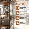 thumbnail image 6 of Baker's Rack with 10 Hooks, Bug Hull Microwave Stand with Storage, Industrial 5-Tier Storage Shelf, Free Standing Wooden Shelf, Brown, 6 of 10