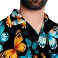 thumbnail image 5 of Flower Butterfly Men's Short Sleeve Hawaiian Shirt, Casual Printed Button Down Beach Tops, Summer Poplin Spread Collar Unisex Button Down Shirts, 5 of 6