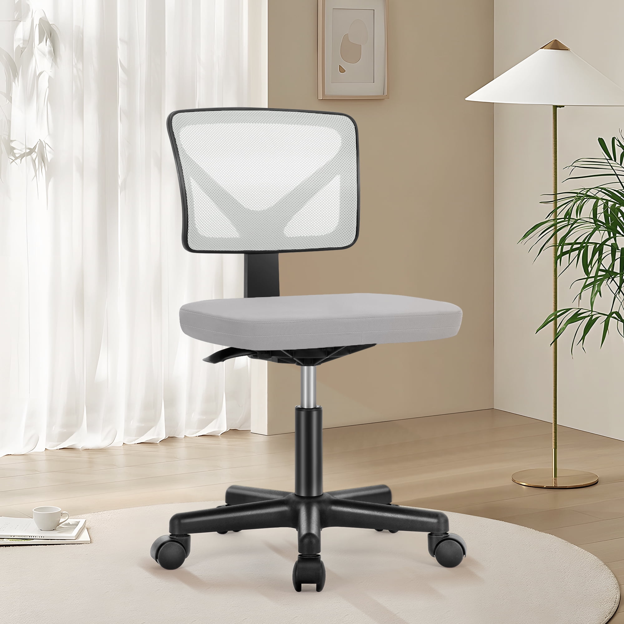 CONCETTA Mesh Office Desk Chair with Ergonomic Low-Back, Armless Design, Rolling Swivel Chair with Wheels, Gray