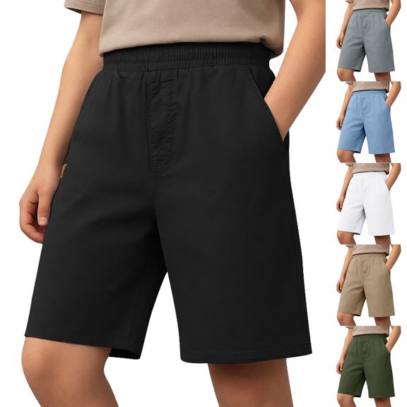 Liyamei Boys Athletic Shorts with Stretch for Summer Running Sports Size 5-16,Army Green