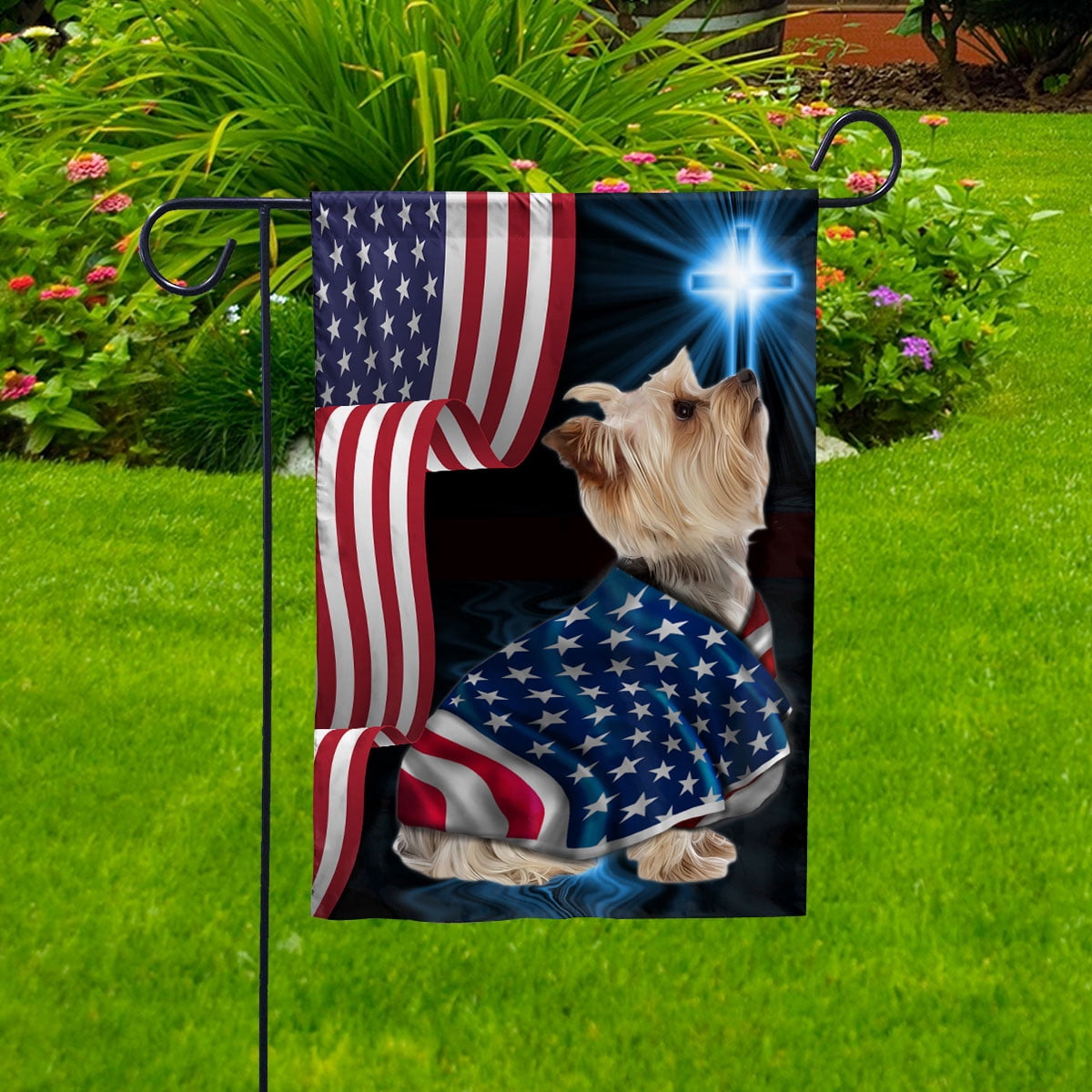 American Flag Doberman Pinscher Dog Wearing Flag American Patriot Patriotic 4th of july House Flag, Double-Sided Decorative Outdoor Flag, Patriotic Polyester Yard Flag 29.5 x 39.5 in
