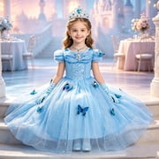 Jurebecia Princess Dress for Girls Kids Halloween Dresses up Butterfly Toddler Birthday Cosplay Party Costume 100 cm 2-3 Years