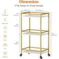 thumbnail image 2 of Bar Cart for The Home, 3 Tier Rolling Wine Cart, Drink Serving Cart with Lockable Wheels,  Liquor Utility Cart for Dining Living Room, Gold, 2 of 7