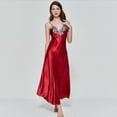 thumbnail image 2 of LMLYSoH Women Satin Long Nightgowns Silk Lace Sexy Lingerie Sleeveless Deep V Nightdress Sleepwear, 2 of 4