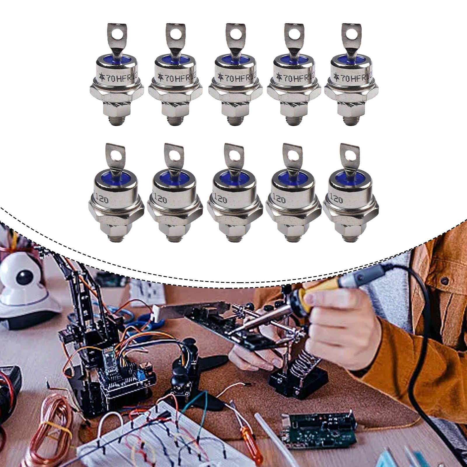10X Spiral Rectifier Diodes for Battery Charging/Motor Control 70HFR120/70HF120
