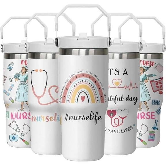 30oz Nurse Insulated Tumbler, Perfect for Nurse''s Day Gifts, Nurse''s Week Gifts, New Nurse Gifts, Nurse Tumbler with Handle, Gifts for Nursing Students.
