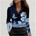 thumbnail image 5 of Fmbrln Womens Elegant Draped Neck Blouse Long Sleeve Office Work Shirts Tops Fashion Floral Print Dressy Party Blouse, 5 of 5