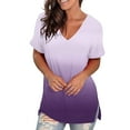 thumbnail image 4 of Ichuanyi Womens Shirts , Women's Fashion Casual Gradient V-neck Short Sleeve Loose T-shirt Tops, 4 of 7
