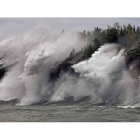 North Shore Monogram - Fierce Lake Superior waves pound Minnesota's north shore Print Wall Art By Layne Kennedy