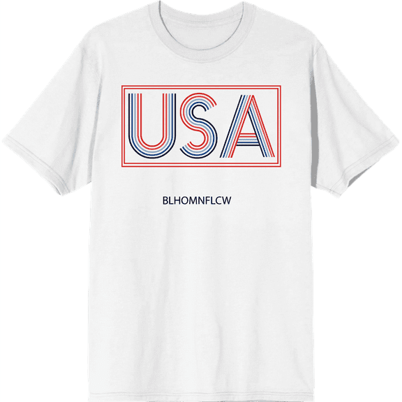 Americana USA Neon Sign Men's White Crew Neck Short Sleeve Tee-Medium
