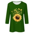 thumbnail image 4 of DeHolifer Women's Tops 3/4 Sleeve Sunflower Graphic Printed Casual Crewneck Tee Tops Loose Blouse T-Shirts Green M, 4 of 4
