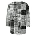 thumbnail image 6 of JTZGDY Women's 3/4 Length Sleeve Tops Dressy Casual Ruched Pleated Blouses Cute Floral Printed Crewneck Graphic T-Shirts Loose Curved Hem Tunic Fall Outfit Tshirts Clothes Gray XXL, 6 of 7