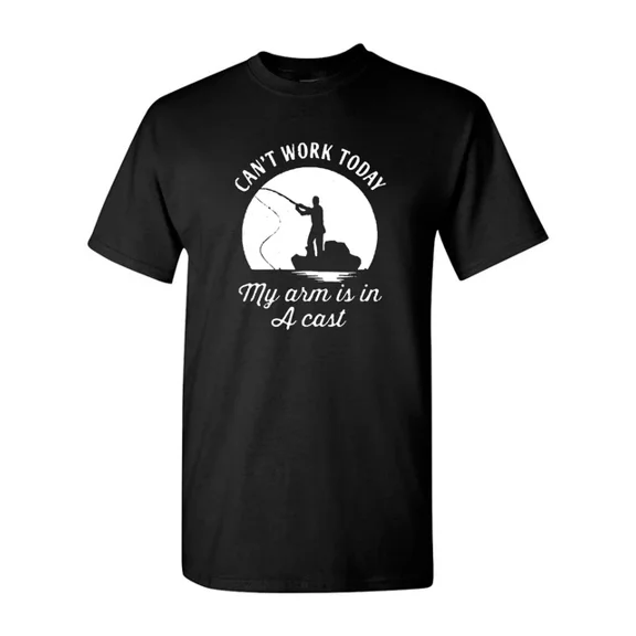 Hot Trending T-Shirt With Mens Can'T Work Today My Arm Is In A Cast T-Shirt Funny Fishing Fathers Day Tee Design Preview Only