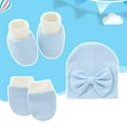 thumbnail image 3 of Baby Hat Mittens and Socks Set Newborn Bowknot Hat for 0-6 Months Cute Infant Beanie Suit Soft Mittens Non-Slip Ankle Socks, 3 of 6