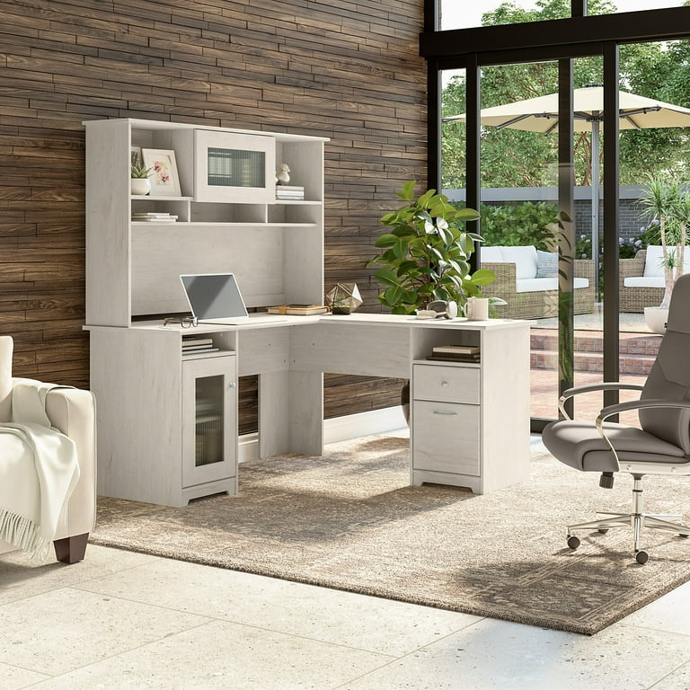 Bush furniture cabot l shaped desk with hutch in espresso oak deals