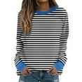 thumbnail image 2 of CLOISE Sweatshirts for Women Striped Color Block Oversized Sweatshirts Crew Neck Long Sleeve Hoodies Shirts Black Basic Tops Fall Tunic Y2k Outfits XL, 2 of 5