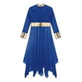 thumbnail image 3 of IEFIEL Kids Girls Liturgical Praise Dance Dress Bronzing Cross Pattern Print Lyrical Worship Dancewear Royal Blue-A 6, 3 of 4