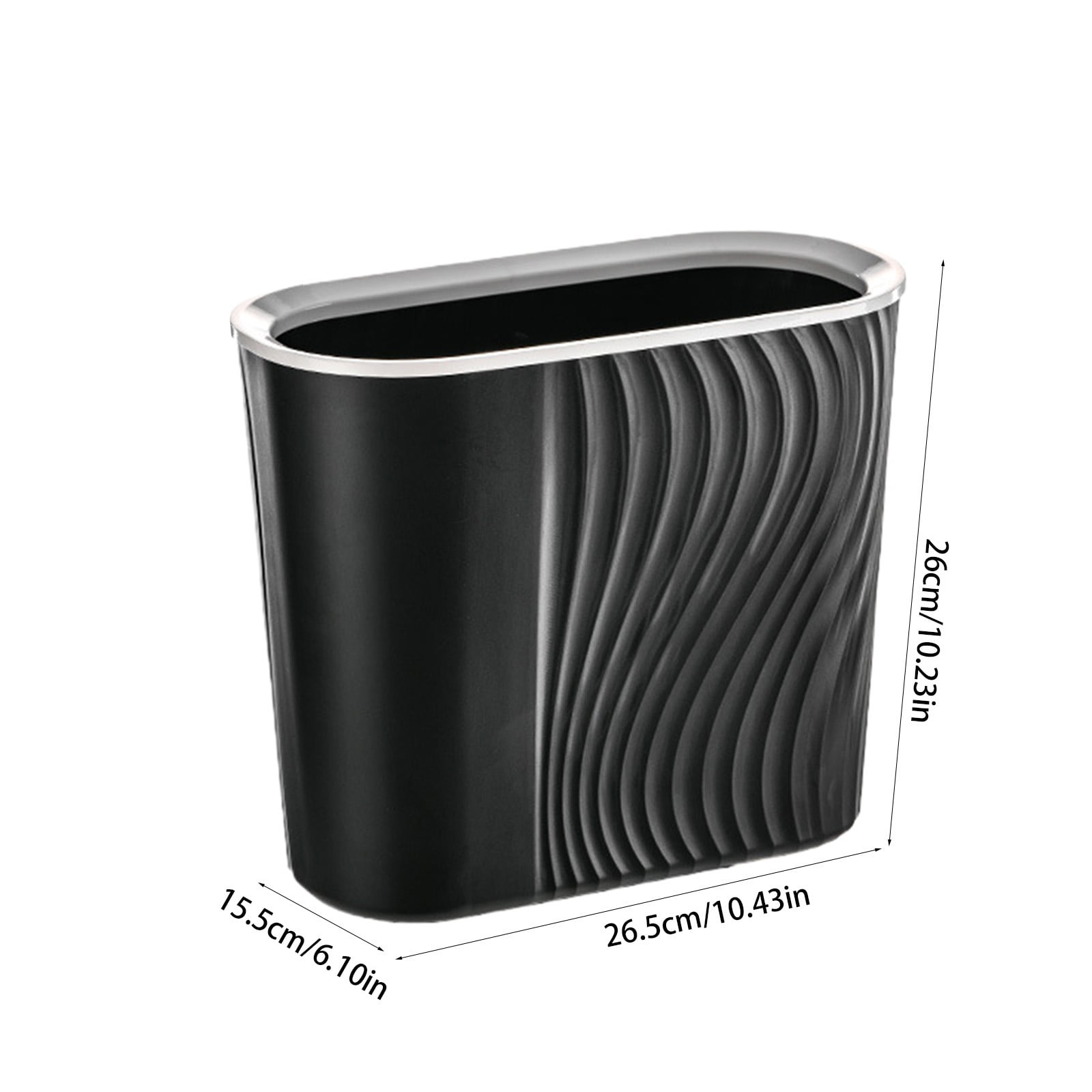 Cagogo Wastebasket, Plastic Trash Can, Striped Seamless Design for Home Kitchen Bathroom, Blue Gray White Small Garbage Bin for Office Garage Dorm