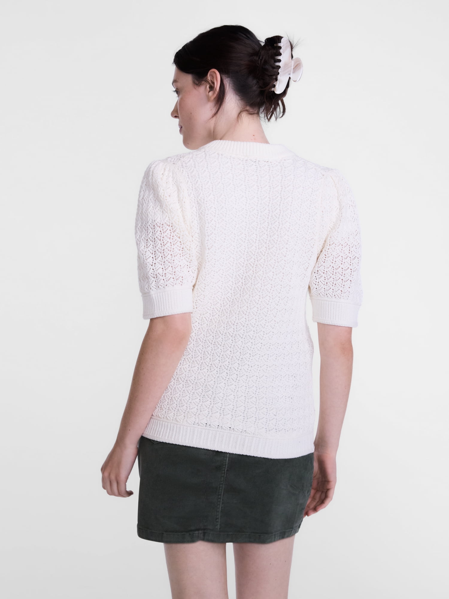 Scenario Women's and Women's Plus Crewneck Cardigan with Short Sleeves, Lightweight, Sizes XS-4X
