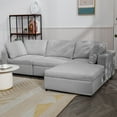 thumbnail image 5 of ZAFLY L Shaped Sofa Couch, Linen Sectional Sofa with Lounge Chaise for Living Room - Light Grey, 5 of 7