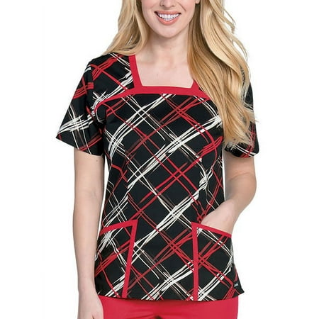 Landau Square Neck Topsquare Neckline Tunic Print Top Scrub Top