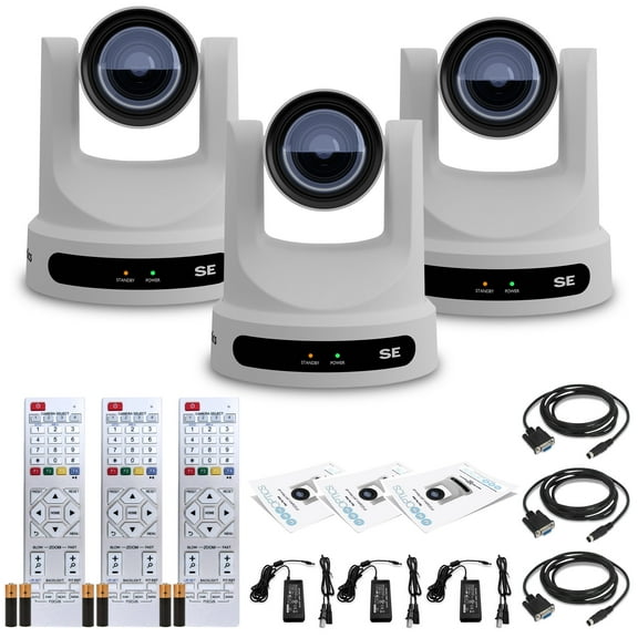 3 x PTZOptics Move SE SDI/HDMI/USB/IP PTZ Camera with 12x Optical Zoom (White) (PT12X-SE-WH-G3)