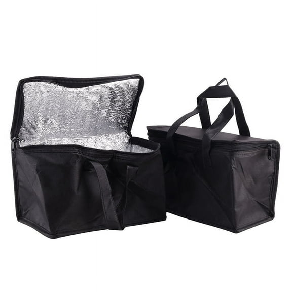 2 Pack Insulated Grocery Bag: Heavy Duty Foldable Shopping Storage Zipper Tote Bag for Hot and Cold Reusable Catering, Freeze Food Transport Delivery, Travel, Picnic