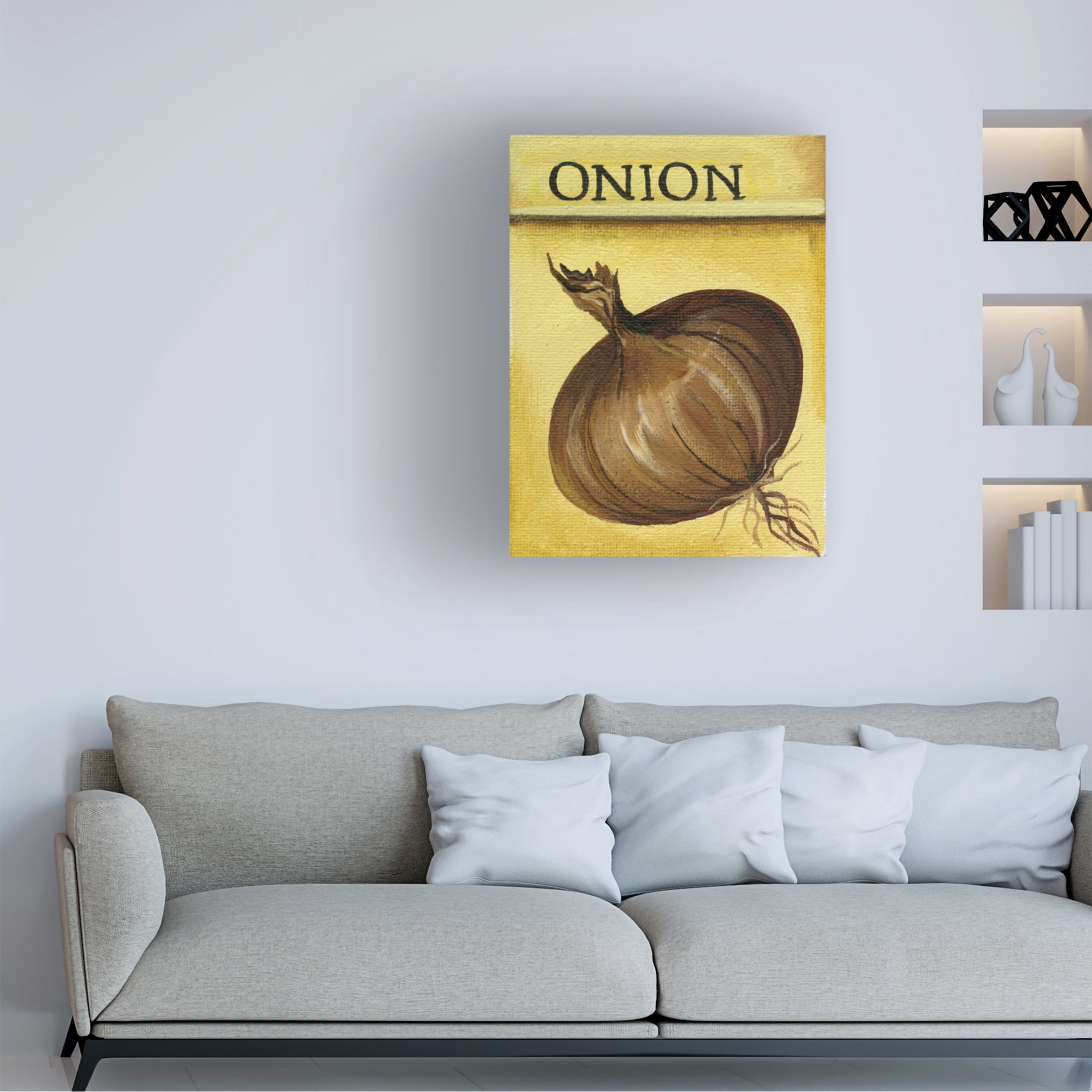 Canvas Wall Art - Debbi Wetzel 'Seed Packets 01 - Onion' Wall Art for Living Room, Bedroom, or Office Décor by Trademark Fine Art - 14 x 19 Inches