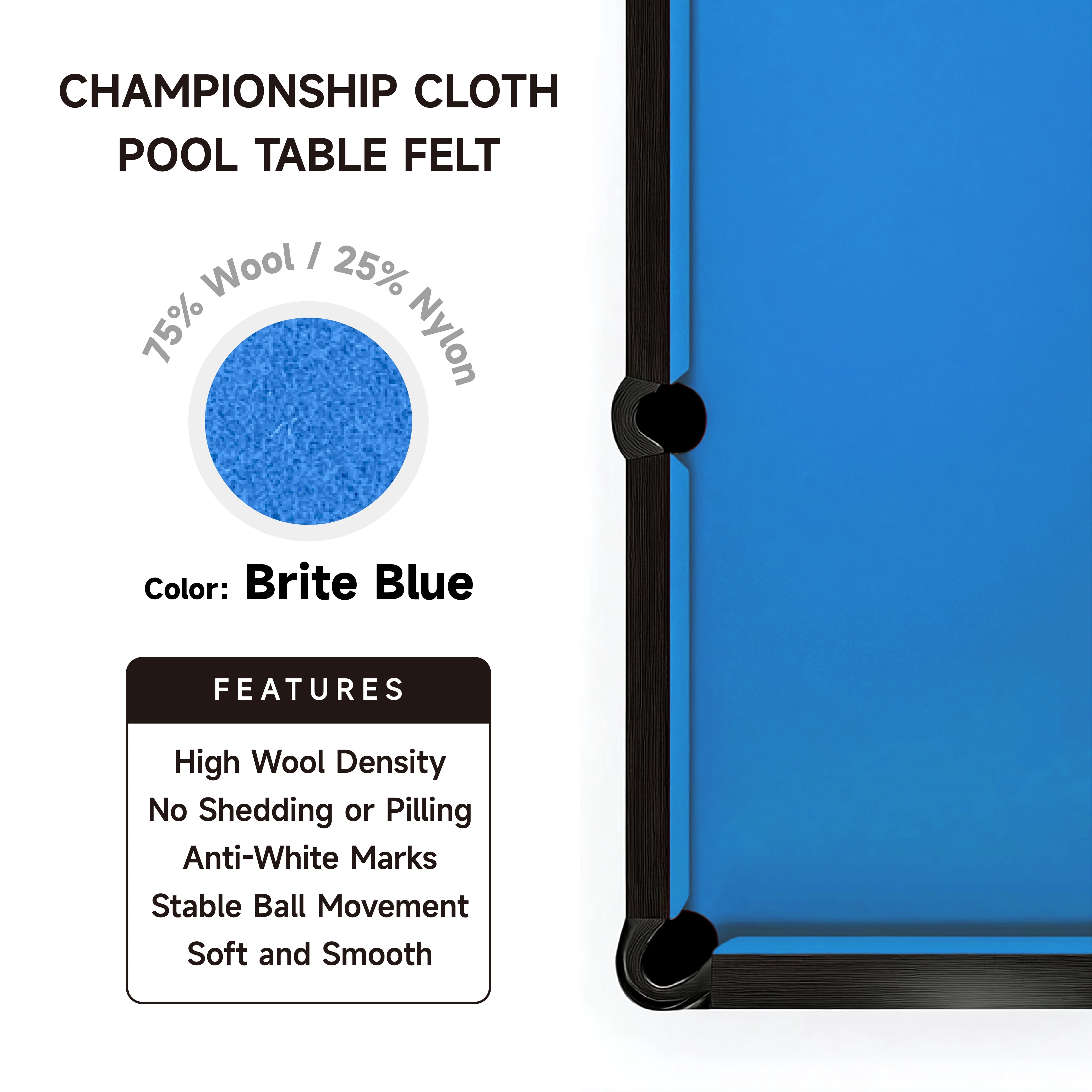 Empire USA Championship - Brite Blue Invitational Felt w/Teflon - 9ft