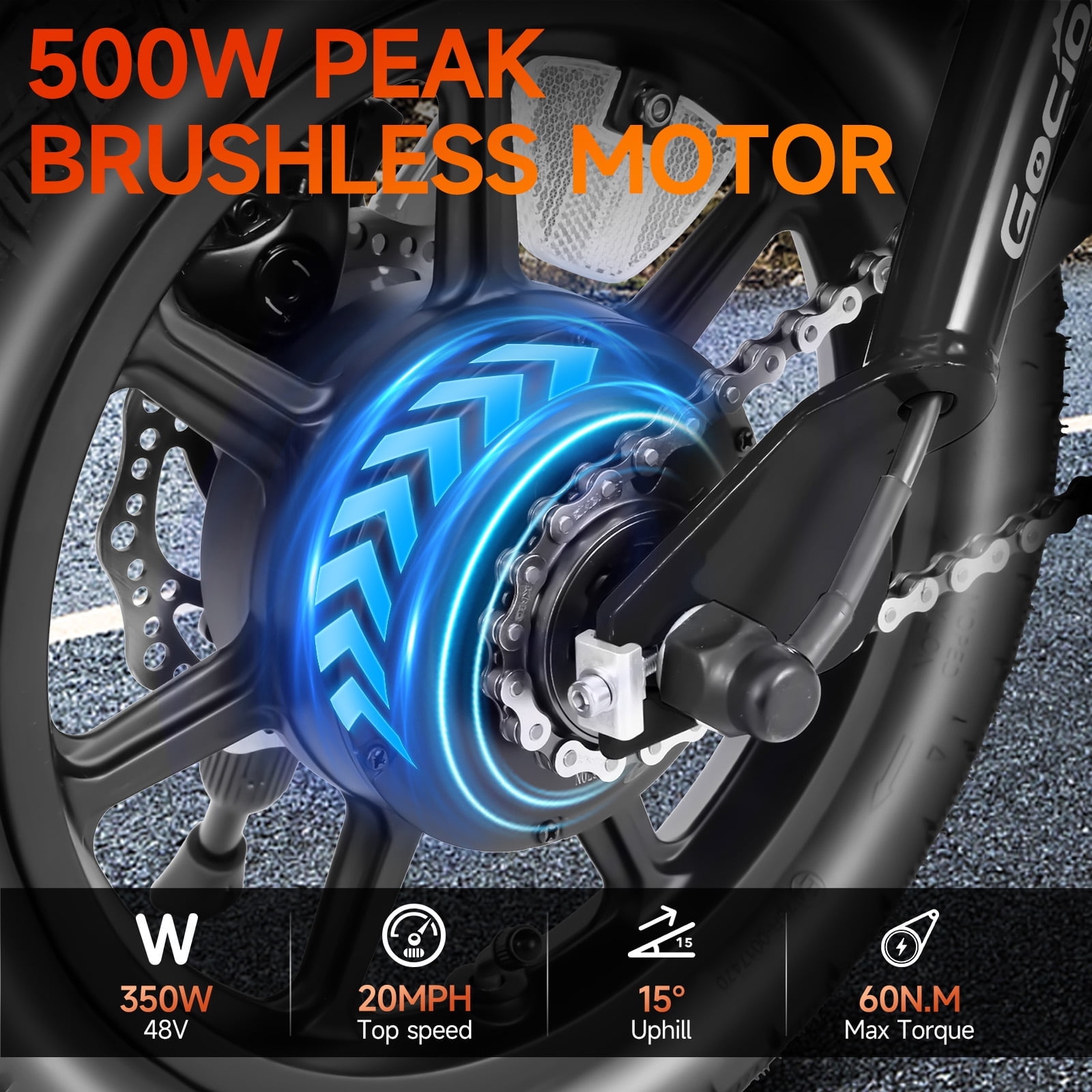Gocio 14" Foldable Electric Bike, 375Wh 48V Electric Bicycles for Adults Women Teens, Peak 500W City Commuter Cruiser Ebikes, LED Display, E bike One-Piece Tire with 5 Riding Modes UL2849 Certified