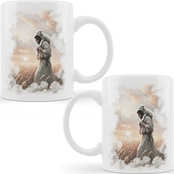Lotusprinthandmade Christian Jesus The Shepherd White Ceramic Mug (11oz)