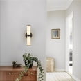 thumbnail image 5 of Set of 2 Resin Imitation Marble and Chrome Wall Sconce, Modern Vertical Light Fixture for Bathrooms, Hallways, and Bedrooms (Only Indoor), Black, 5 of 9