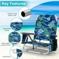 thumbnail image 5 of PNKKODW Backpack Beach Chair with 5 Adjustable Positions, Built-in Cooler & Backpack Straps, Portable Folding Sand Recliner  for Adults for Camping, Pool, Travel (Tropical Leaf), 5 of 10