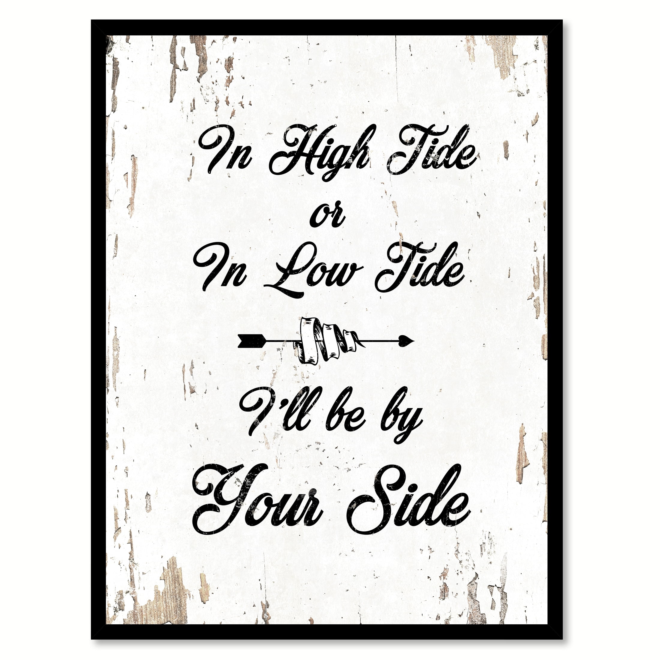 In High Tide Or In Low Tide I'll Be By Your Side Happy Love Quote Saying  Blue Canvas Print Picture Frame Home Decor Wall Art Gift Ideas 22 x 29 