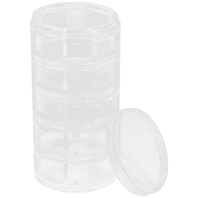 Grand Cylindre à 5 Couches Empilable Transparent Rond en Plastique Cosmétiques Bijoux Perles Couture Pilules Contenant de Rangement Boîte