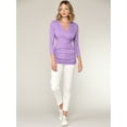 thumbnail image 5 of Made by Johnny Women's Deep V-Neck 3/4 Sleeve Slim Fitted T-Shirt Casual Cross Surplice Wrap Tops XL LILAC, 5 of 6